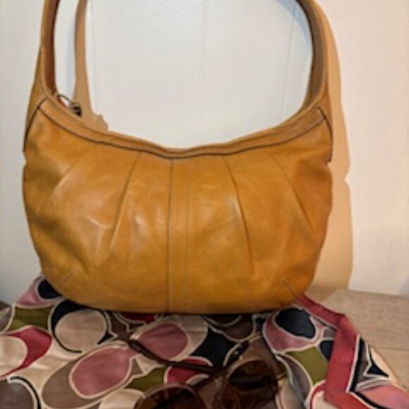 Vintage Coach Ergo Leather Pleated Hobo Natural - Picture 10 of 10